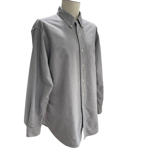 Ralph Lauren Classic Fit Oxford Shirt Gray Long Sleeve Preowned Smart Casual - Picture 9 of 9